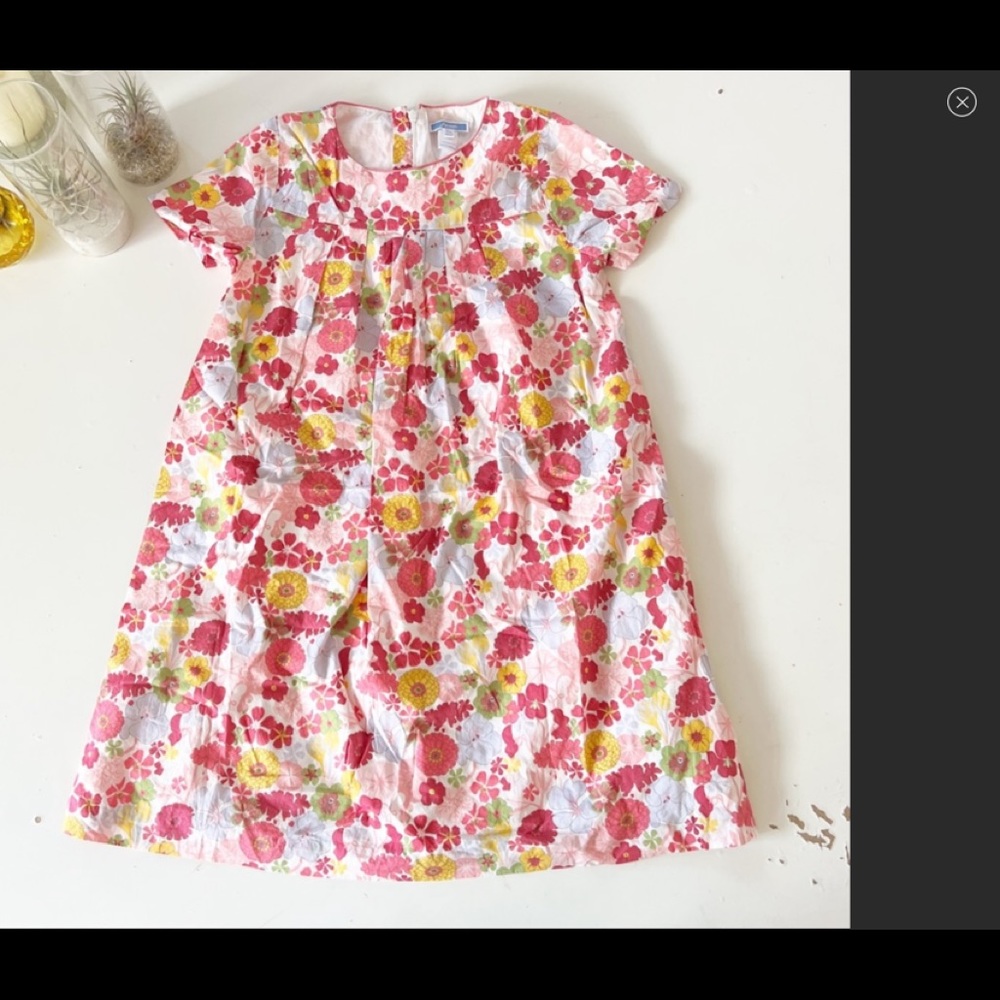 Jacadi White Floral Liberty Print Short Sleeve Dress